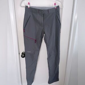 Women’s Gray Rab Fulcrum Hiking Pants with Pink Accents